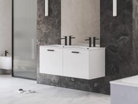 Apatinė vonios spintelė RAVAK SD Chrome II 120, baltos sp., juoda rankenėlė