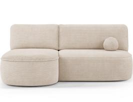 Kampinė sofa–lova „Livosa Jarell 18“ – smėlio spalvos, kairinė, 144 x 220 x 93 cm