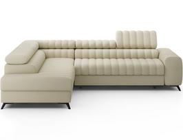 Kanedo moderni kampinė sofa-lova su daiktų laikymo vieta – smėlio spalvos