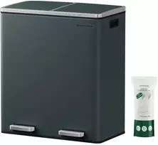 SONGMICS dviejų skyrių atliekų rūšiavimo šiukšliadėžė, 2 x 30 l, antracito spalvos, LTB60GS