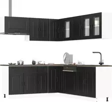 Virtuvinių spintelių komplektas, 11 dalių, Kalmar, juoda