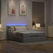 Osmanų lova su čiužiniu ir LED šviesiai pilka 140x190cm audinys
