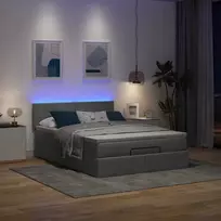 Osmanų lova su čiužiniu ir LED tamsiai pilka 140x190cm audinys