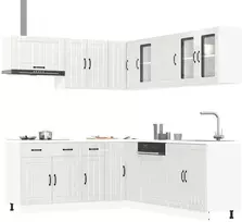 Virtuvinių spintelių komplektas, 11 dalių, Lucca, balta