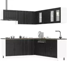 Virtuvinių spintelių komplektas, 11 dalių, Lucca, juoda