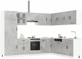 Virtuvinių spintelių komplektas, 14 dalių, Lucca, betono pilka