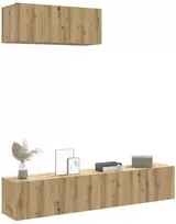 TV staliukas 3 dalių sieninis televizoriaus spintelės komplektas Artisan Oak
