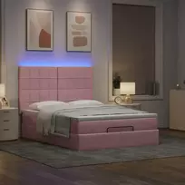 Osmanų lova su čiužiniais ir LED Rožinė 140x200cm Velvet