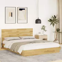 Lova lovos rėmas su galvūgaliu be čiužinio 150x200 cm ąžuolo masyvo