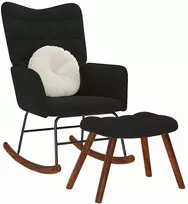 Supamoji kėdė su taburetėle, juodas aksomas