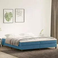 Box Spring Lova be čiužinio Tamsiai mėlyna 200x220 cm aksomas