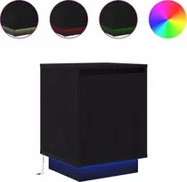 Spintelės prie lovos su LED lemputėmis 2 vnt Juodos 38x34x50 cm