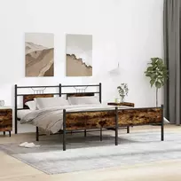 Lovos rėmas be čiužinio, dūminio ąžuolo, 160x200cm, metalas