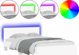 Lovos rėmas su galvūgaliu ir LED, baltos spalvos, 140x200cm
