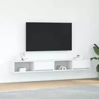 TV staliukas Televizoriaus spintelės, 2vnt., baltos, 100x31x25,5 cm, mediena