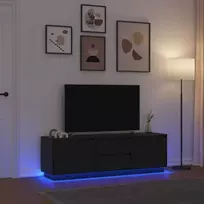 TV staliukas Televizoriaus spintelė su LED apšvietimu, juoda, 160,5x41x50 cm