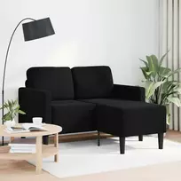 Dvivietė sofa su šezlongu, L formos, juoda, 125 cm, aksominis