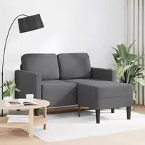 Dvivietė sofa su šezlongu, L formos, tamsiai pilka, 125 cm, audinys