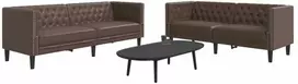 Sofa Chesterfield sofų komplektas, 2 dalių, rudas, dirbtinė oda