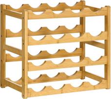 HOMCOM vyno stovas butelių stovas bambuko natūralaus medžio 16 butelių 43x23,5x38cm