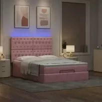 Osmanų lova su čiužiniais ir LED Rožinė 140x200cm Velvet