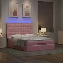 Osmanų lova su čiužiniais ir LED Rožinė 140x200cm Velvet