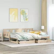 Lova su ištraukiama dalimi/stalčiais be čiužinio, 90x190 cm