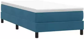 Box Spring Lova be čiužinio Tamsiai mėlyna 90x210 cm aksomas