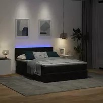 Osmanų lova su čiužiniu ir LED Juodas 140x190cm Velvet