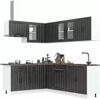 Virtuvinių spintelių komplektas, 11 dalių, Lucca, juoda
