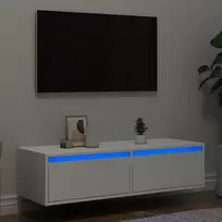 TV staliukas Televizoriaus spintelė su LED apšvietimu, balta, 100X35,5x25 cm
