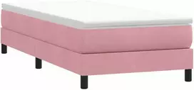 Box Spring Lova be čiužinio Rožinė 90x210 cm aksomas