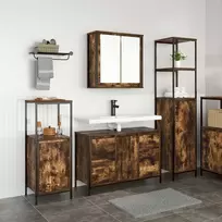 Vonios baldų rinkinys su stalčių 3 pcs Rūkyto ąžuolo ir juoda