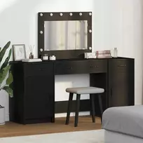 Makiažo stalas 3 vnt. Juoda 78,5 x 41 x 135 cm Apdirbta mediena