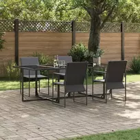 Lauko baldų komplektas Sodo valgomojo komplektas 5 pcs Juoda Plienas