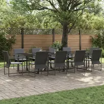 Lauko baldų komplektas Sodo valgomojo komplektas 11 pcs Juoda Plienas