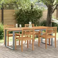 Sodo stalas Pilka 200 x 90 x 75 cm Kietos akacijos mediena