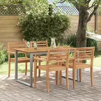 Sodo stalas Pilka 140 x 80 x 75 cm Kietos akacijos mediena