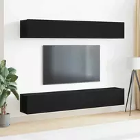 TV staliukas TV spintelių komplektas 4 vnt. Juodas ąžuolas Apdirbta mediena