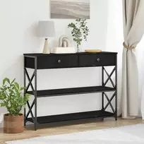 Konsolės stalas su stalčių juoda ąžuolo 100 x 28 x 75 cm