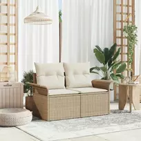 Sodo sofa su pagalve Smėlio 141 x 62 x 69cm poliratanas