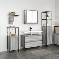 Vonios baldų rinkinys 3 pcs Pilkas Sonoma Apdirbta mediena