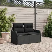 Sodo sofa su pagalve Juoda 121 x 62 x 69cm poliratanas