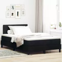 Kiemas lova su LED juostelėmis Juoda 120 x 200 cm audinys