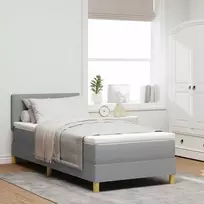 Kiemas lova su pagalve Šviesiai pilka 90 x 200 cm audinys
