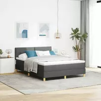 Kiemas lova su pagalve Tamsiai pilka 160 x 200 cm audinys