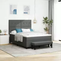 Kiemas lova su pagalve Tamsiai pilka 140 x 190 cm audinys