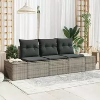 Lauko baldų komplektas Sofos komplektas su pagalve 3 pcs Pilka poliratanas