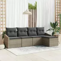 Lauko baldų komplektas Sofos komplektas su pagalve 5 pcs Pilka poliratanas