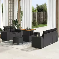Sofa Sodo Sofų Rinkinys 8 vnt. 8-Vietų skaičius Juoda Poli ratanas